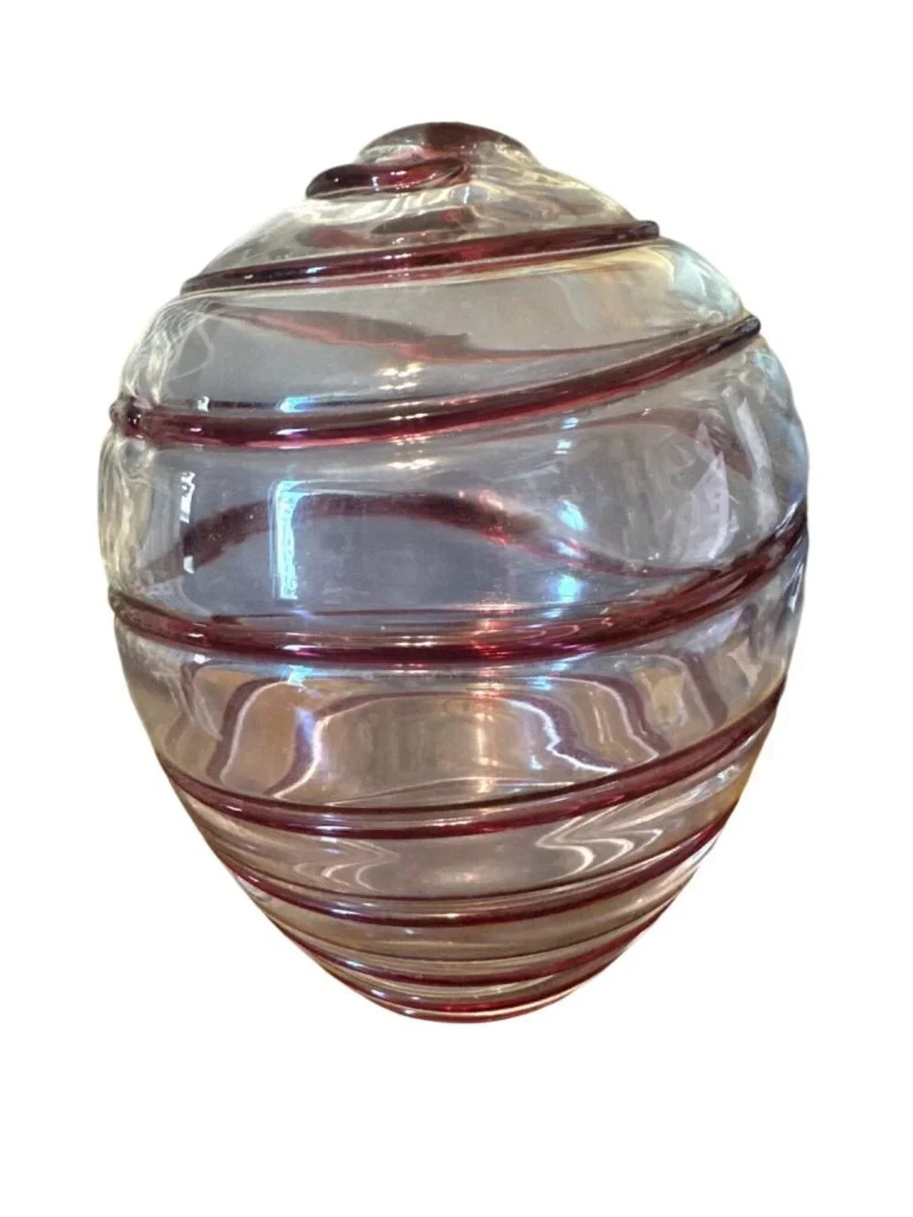 Hand Blown Glass Vase Spiral Purple Design 7